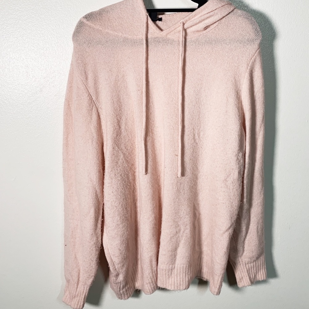 HALOGEN pink knit hoodie